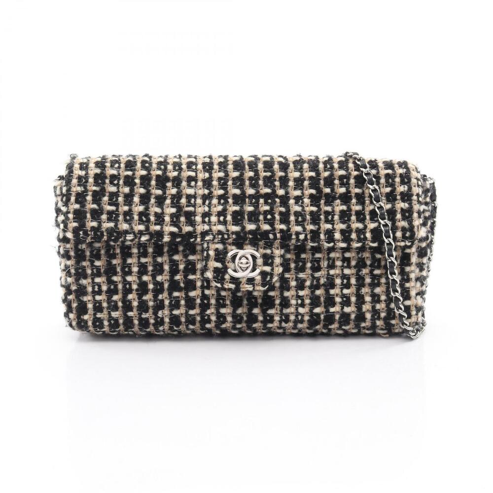 Chanel East West Shoulder Bag Black White